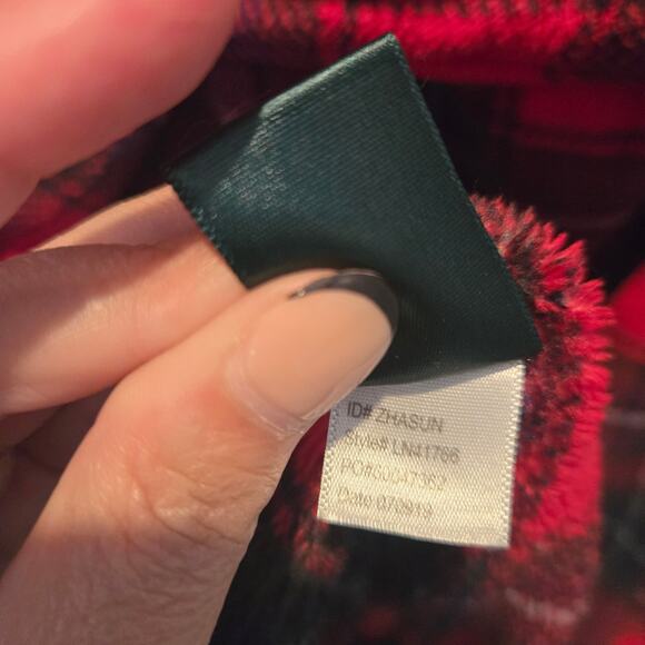 Ralph Lauren Red Plaid Fleece Logo Midi Belted Pocket Robe sz S - Picture 6 of 6